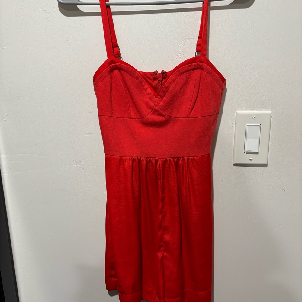 Elegant Red-Orange Women's silky Dress